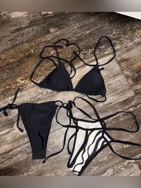 MATTE SWIM collection Women’s Black Triangle String Bikini Set